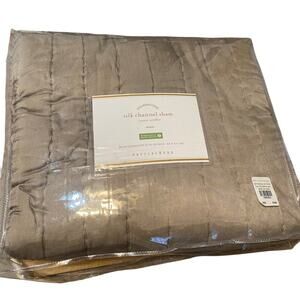 Pottery NWTs Barn Silk Channel Euro Pillow Sham  Brown Taupe